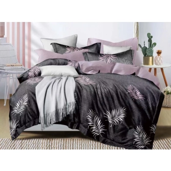 Pościel Flanelowa 160x200 czarno fioletowa FL658